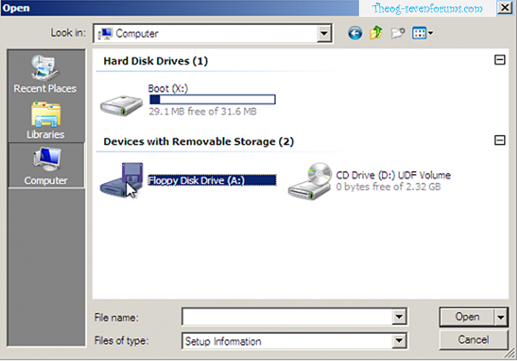 Put xp recovery console on usb stick