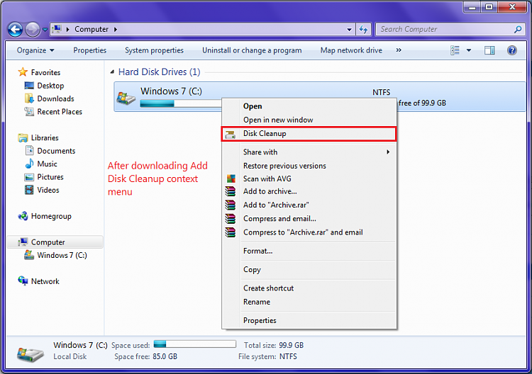 Windows context menu