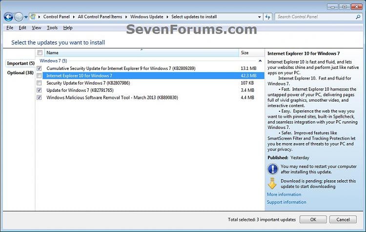 Update internet explorer when microsoft releases a new version of their web browser or if there's a problem with internet explorer and other troubleshooting steps haven't worked. Windows 7 Update For Internet Explorer - Internet Explorer 10 - Install or Uninstall in Windows 7 ...