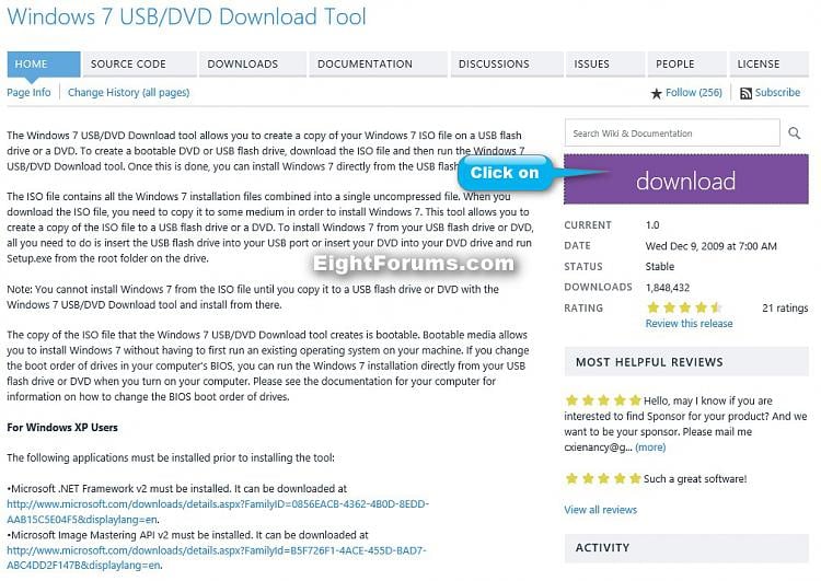 Download Windows USB/DVD Download Tool 10240