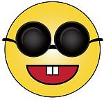 cartoon of a blind smiley wearing dark glasses 0515 1001 2200 1500 SMU