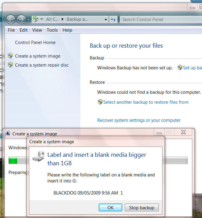 Why Backup user and system files fails to create system images to optical disc?-backup.png