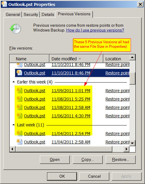 W7 - 5 'Previous Versions' of Outlook.pst have same file Size-outlook-psts-previous-versions.jpg