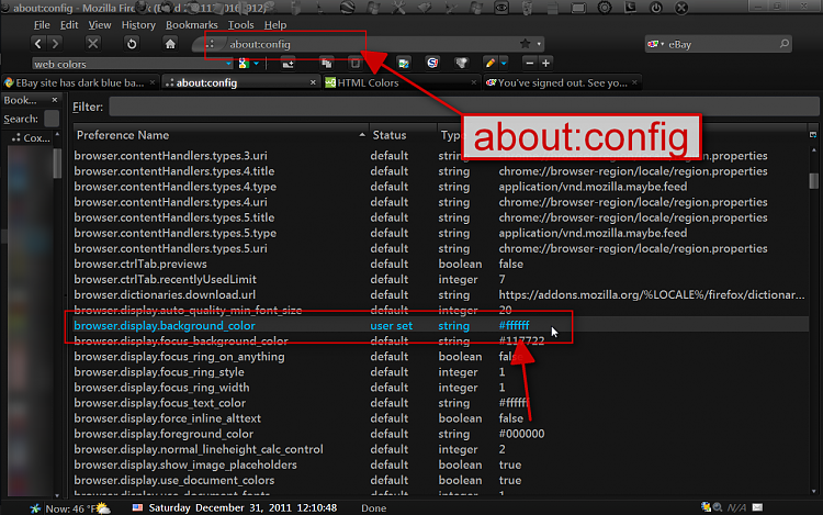 EBay site has dark blue background instead of white-aboutconfig-mozilla-firefox-build-20111220165912-.png