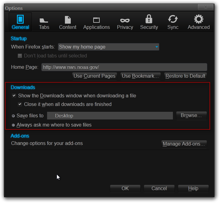 How to make download manager work with firefox?-options.png