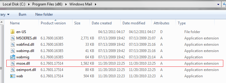 Windows Mail mshtml.dll crash-winmail-base32.png