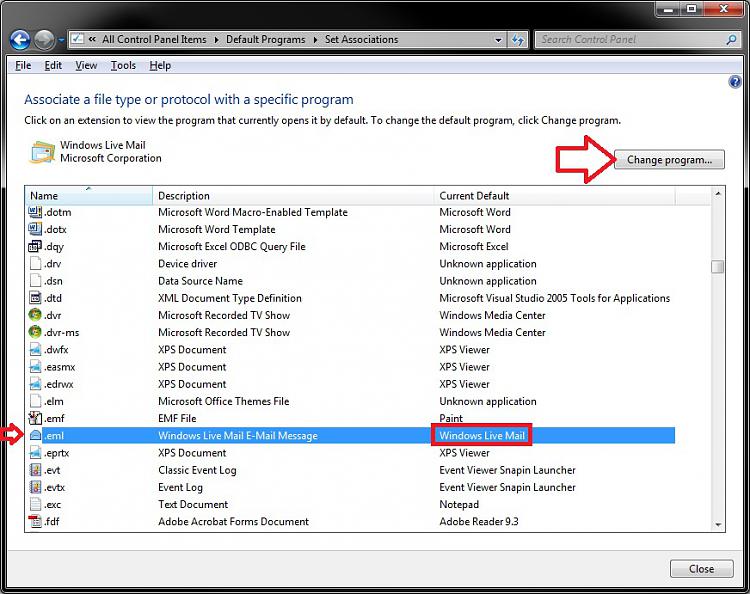 No program designated to open the .eml file-eml.jpg
