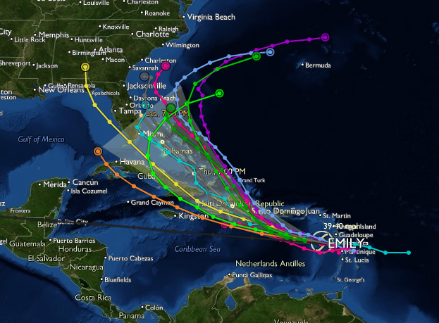 Emily forms in Caribbean-emily-tracks.png