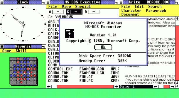 Unofficial birthday: Windows 1.0 was presented to public 10-NOV-1983-windows1.0_610x334.png