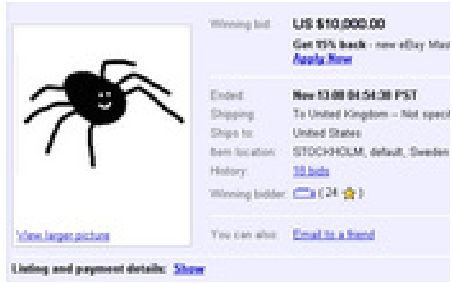 eBay Nutcase of the Week: Person pays ,000 for digital picture of a &quot;seven legged-spider.jpg