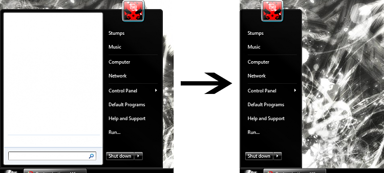 Removing Left Plane in Window 7's Start Menu-oldstart-newstart.png