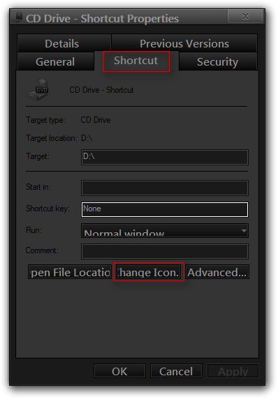 Change default iPhone 4S icon-cd-drive-shortcut-properties.png