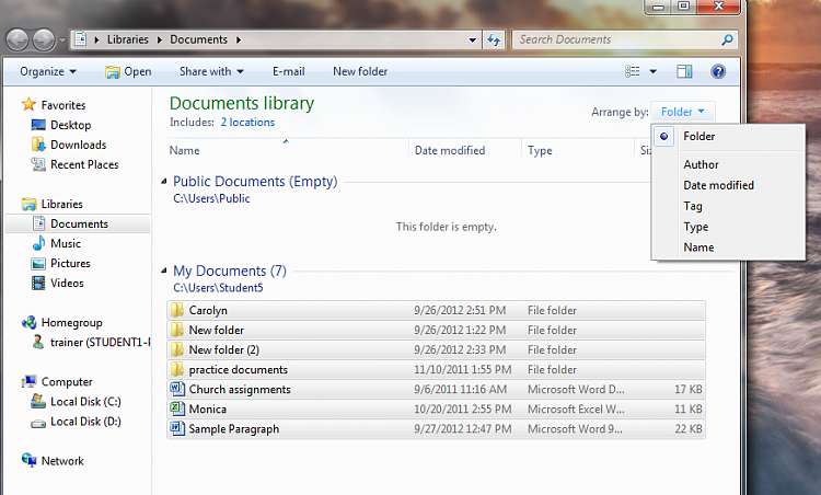 Viewing the documents library displays my documents folder-snip.png