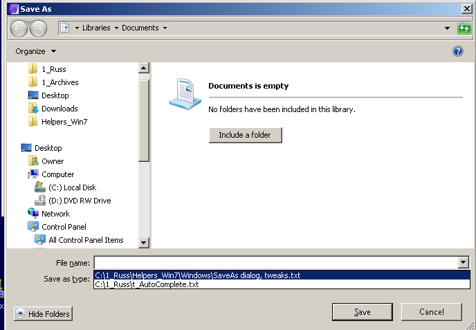 Save As dialog -- File Name input box shows a combobox style list-saveas-dlg-screenshot.png