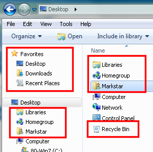 Remove Favorites / Libraries / Homegroup / My Folder-junk.png