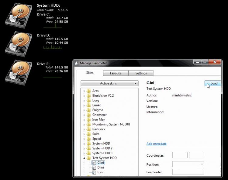 How do I change the values in this rainmeter skin for another drives-test1.jpg