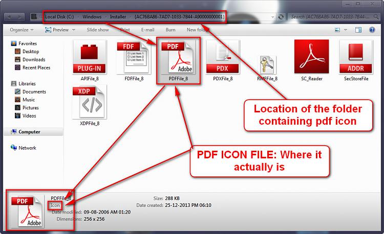 How do I change the the .pdf file extensions icon? win7-2014-04-06_111126.jpg