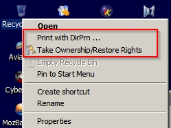 How do I delete unwanted context menu items in the Recycle Bin-recyclebin1.jpg