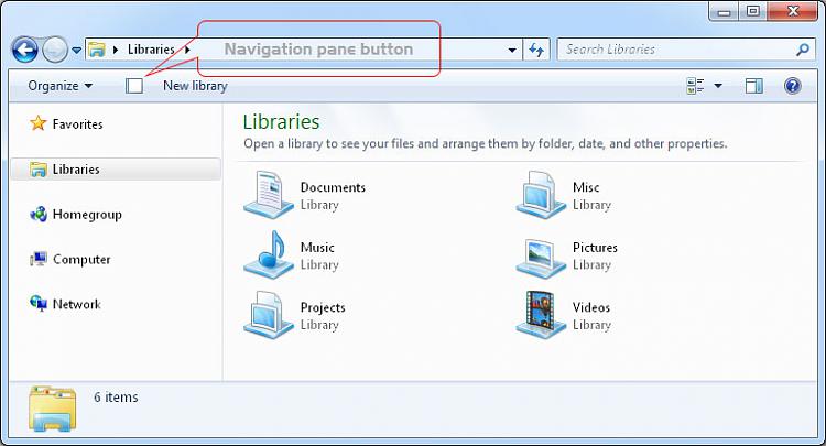 How to Create a button on Toolbar in Windows 7?-windows7-navigation-pane-button-show.jpg