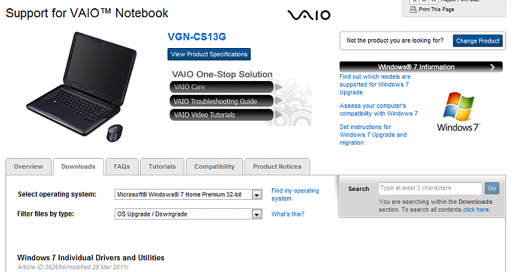 free upgrade from vista to windows 7 sony vaio