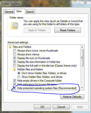 Cannot view hidden Folders and Files Even When through Folder Options-folder-view.png