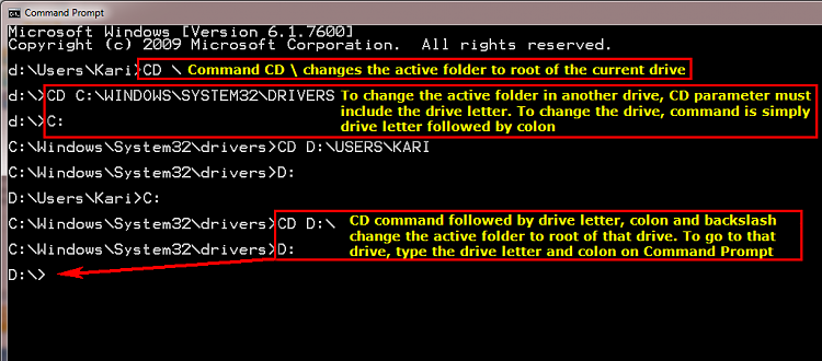 command prompt commands windows 10 change directory