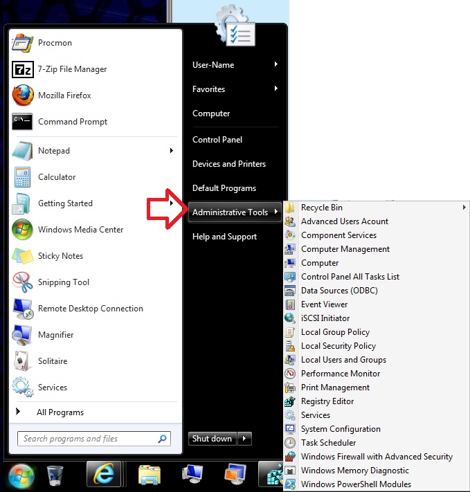 Windows 7 64 bit Administrative tools Troubleshoot-start-menu.jpg