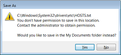 Hosts file editing: save problem-error-rehosts.png