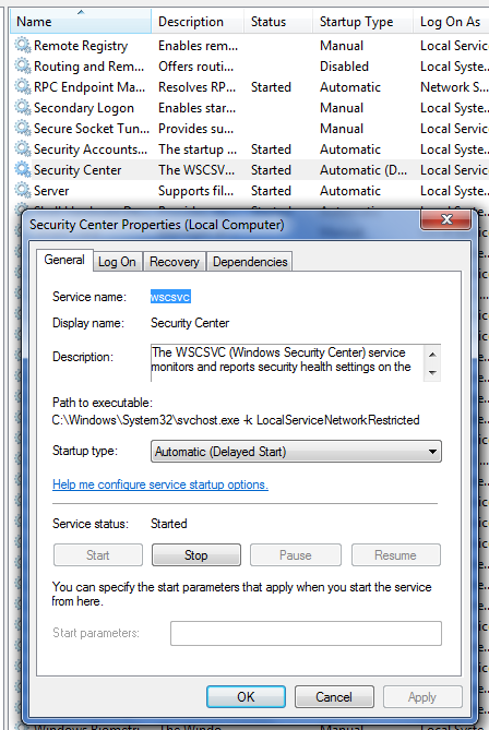 Windows Security Center service cannot be started-securitycenterproperties.png