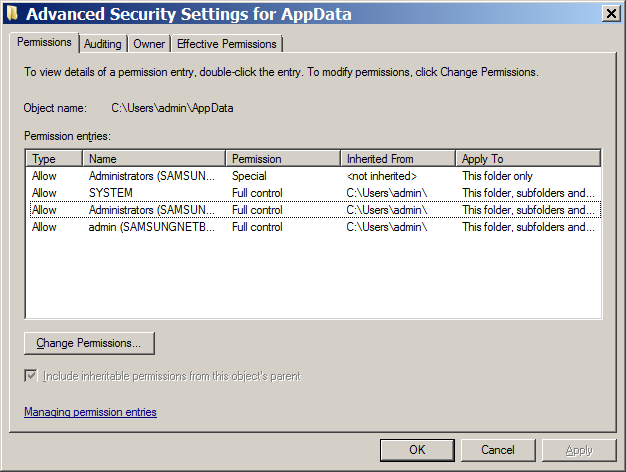 Cannot create file &quot;c:\User\...\Appdata\Roaming...&quot;. Access is denied.-clipboard01.png