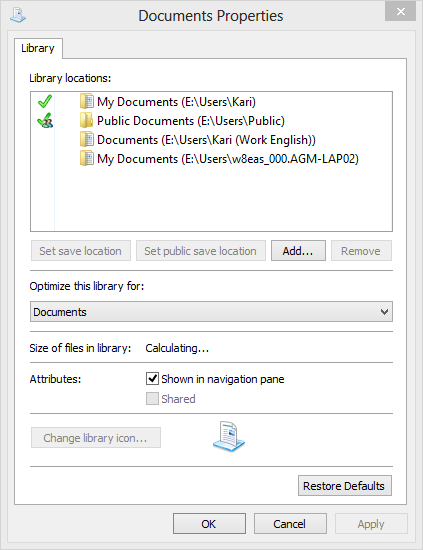 Windows Search yielding No Results after changing Users Location-documents-properties.png