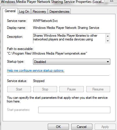 Format of a disk issue code-wmp-network-svce-disable.png