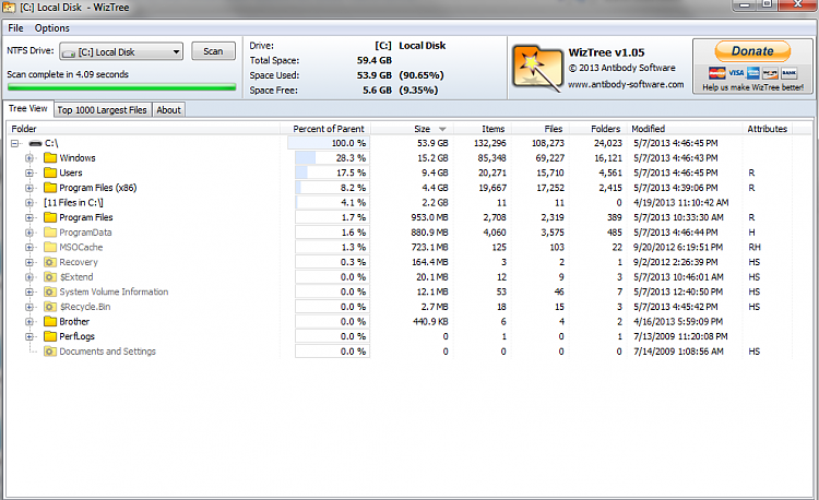 Using windirstat it shows 30gb for c drive, but 20 is missing-untitled.png