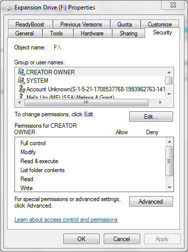 Recycle Bin Corrupt and Permission settings confusion - external hdd-f-drive-07-06-13.png