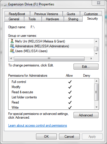 Recycle Bin Corrupt and Permission settings confusion - external hdd-f-drive-07-06-13-.png