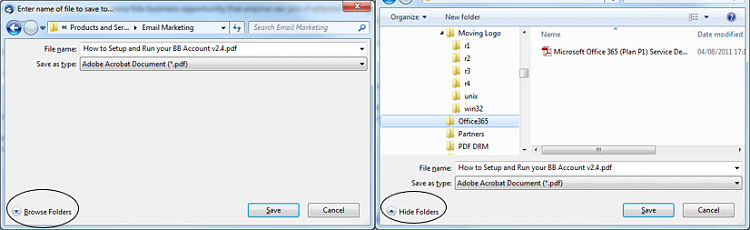 How to default to &quot;Browse Folders&quot; on &quot;Save as..&quot;-no-files-vs-files-shown.png