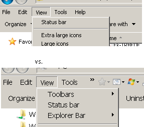 &quot;Windows Explorer-&gt; View -&gt;Toolbars&quot; missing-untitled.png