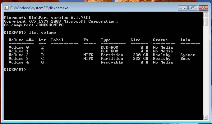 Installed 7 Home Prm on Del with 2 Drives. How do I clean off D Drive?-diskpart-list-vol-1.jpg