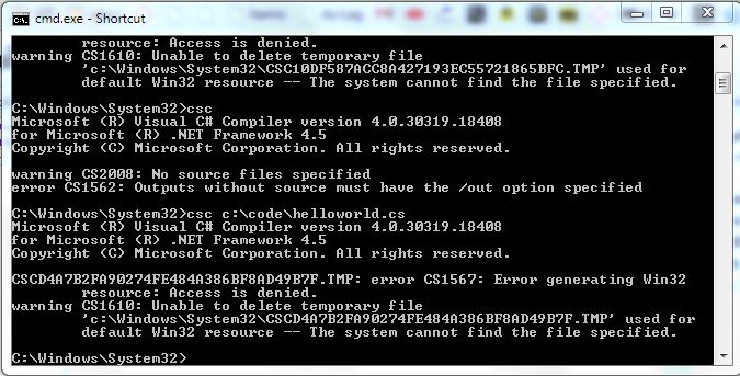 Command line csc not working.-cscerror.jpg