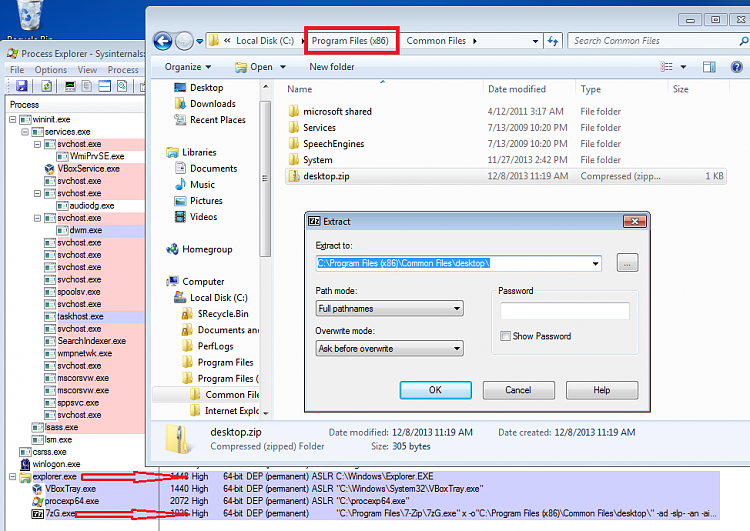 Explorer.exe normal memory usage Q and file extraction problems-7z-3.png