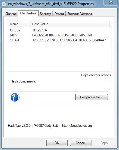 I have Win7 32-bit disk, need 64-bit-hashes.jpg