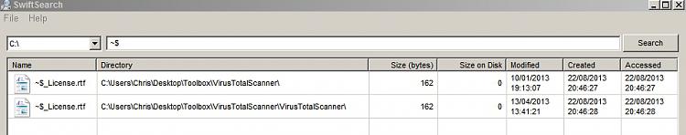Search for temporary files starting with &quot;~$&quot; in Windows explorer-swiftsearch.jpg