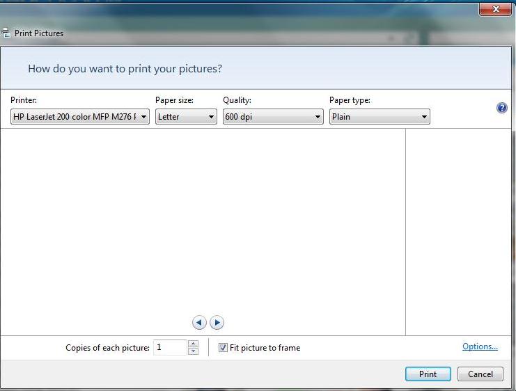 Print preview not working select pics right click to print windows 