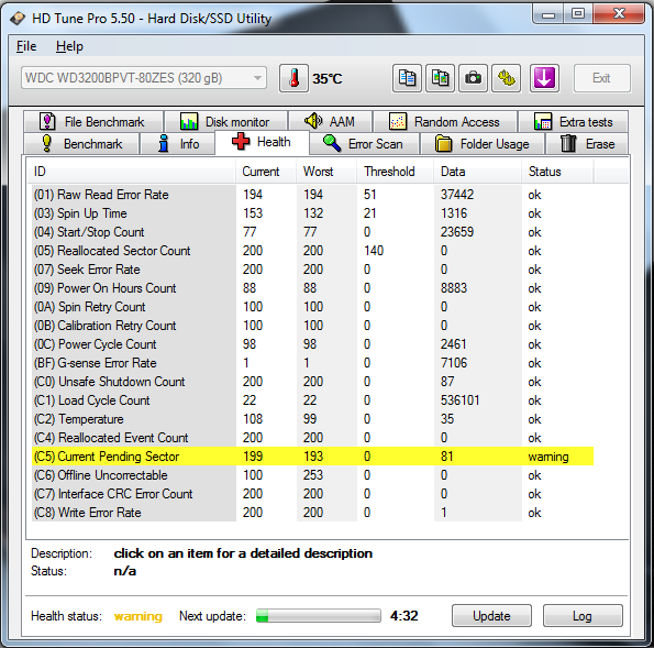 Freeze&amp;unable to boot, fixed, good for a while:Bad HDD or Bad Windows?-hdtune1.png