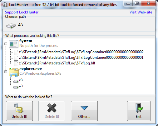 TrueCrypt volume won't dismount unless I do it Forcibly-locked-volume.png