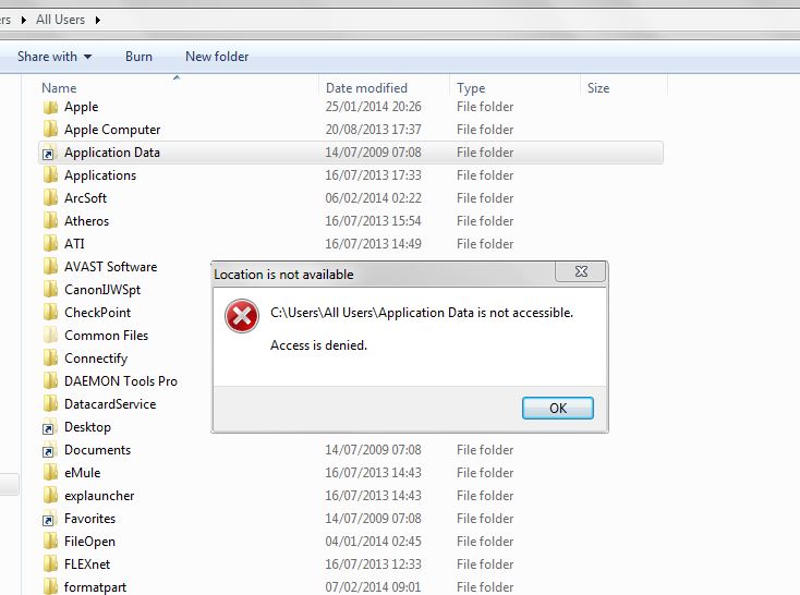 Unaccesible shortcuts created by the system in user &amp; system folders-application-data-not-accesible.jpg