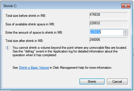 Using win7 Disk manager to shrink disk... leaving partition too big-shrinkdiskdialog.jpg