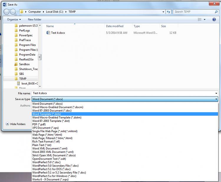 save as type all files meaning