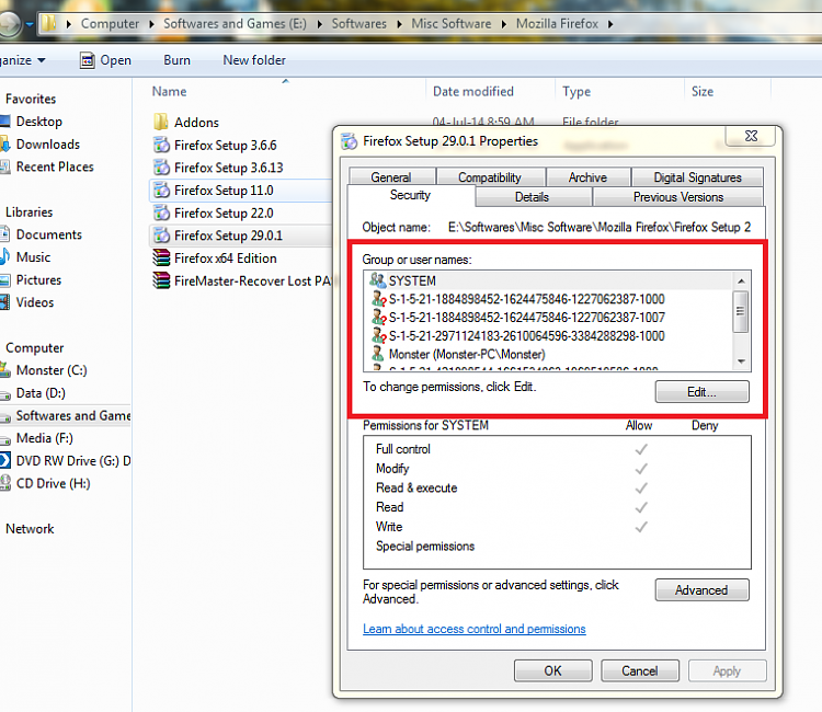 Showing some numbers when doing &quot;right click&gt;properties&gt;security&quot; tab-securityerror.png