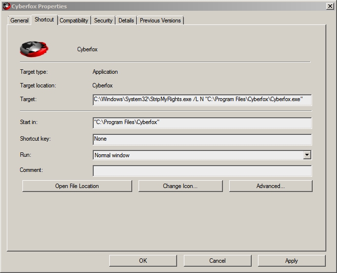 How to check if a program is working?-cyberfox-shortcut-properties.jpg